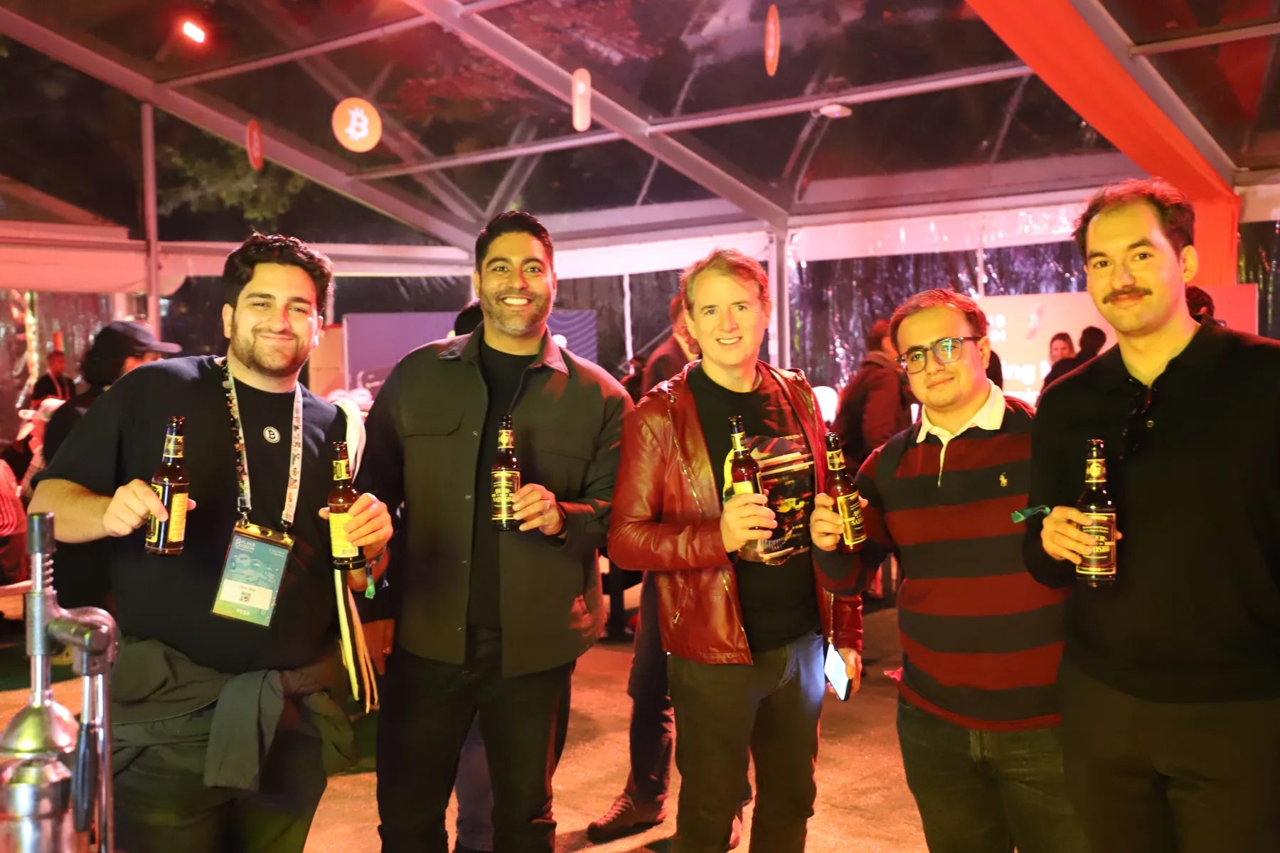 Beer of Satoshi served at a busy Bitcoin community event
