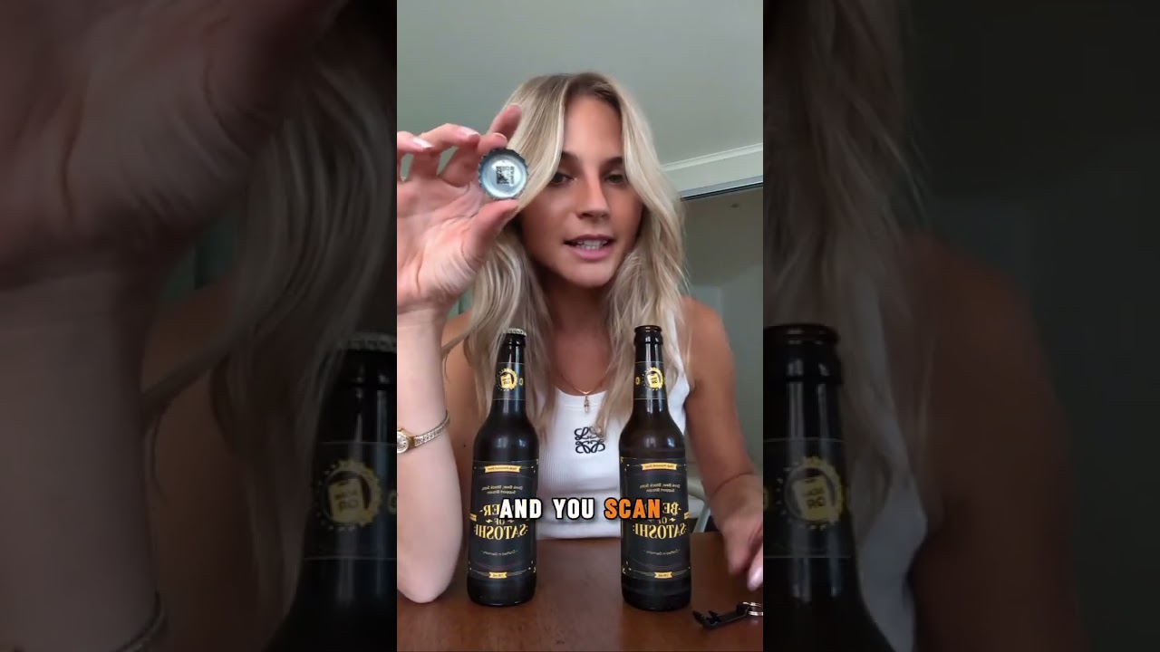 Beer of Satoshi claim walkthrough showing the QR code beneath the cap