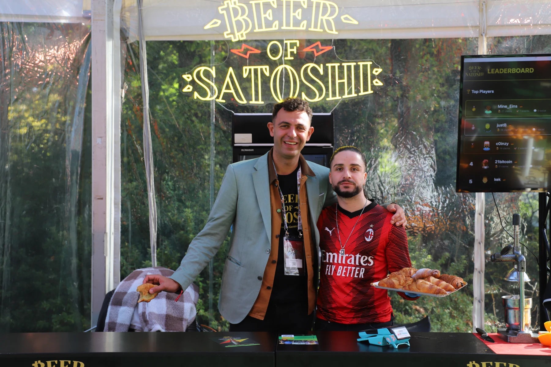 Beer of Satoshi at Plan B Forum in Lugano with the live leaderboard