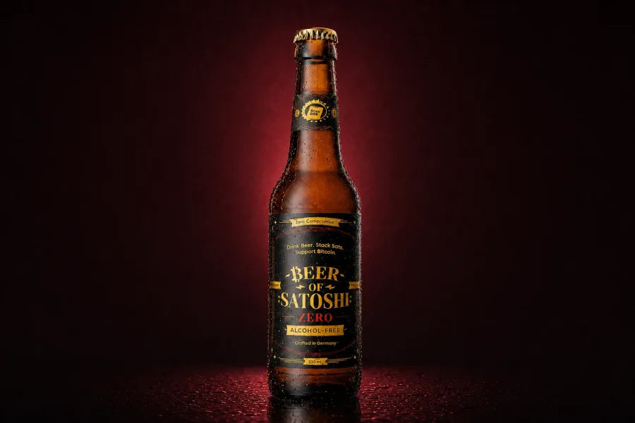 Beer of Satoshi Zero alcohol-free bottle