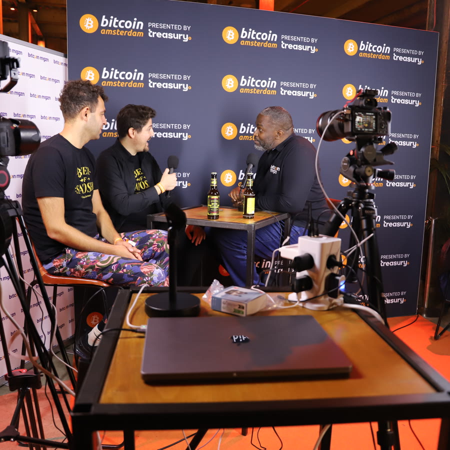 Beer of Satoshi being interviewed at Bitcoin Amsterdam